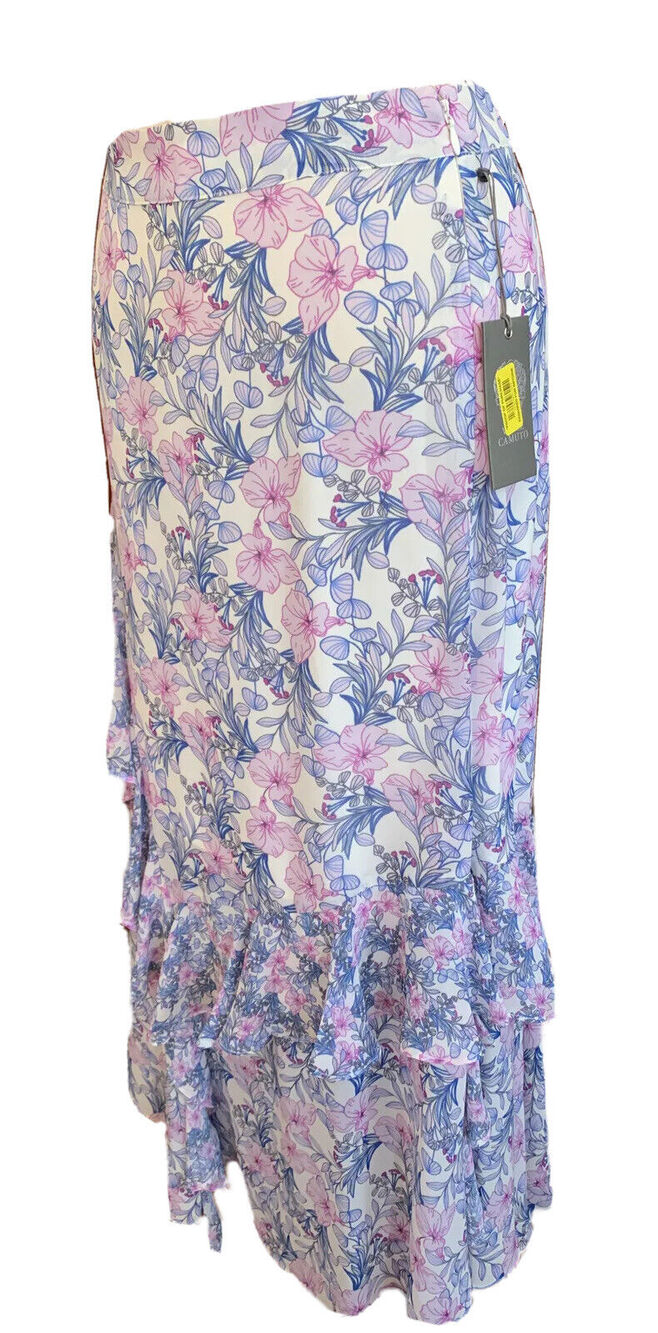 Size 8 Vince Camuto Mystic Blooms Cottagecore Floral Skirt Charming Tiered New